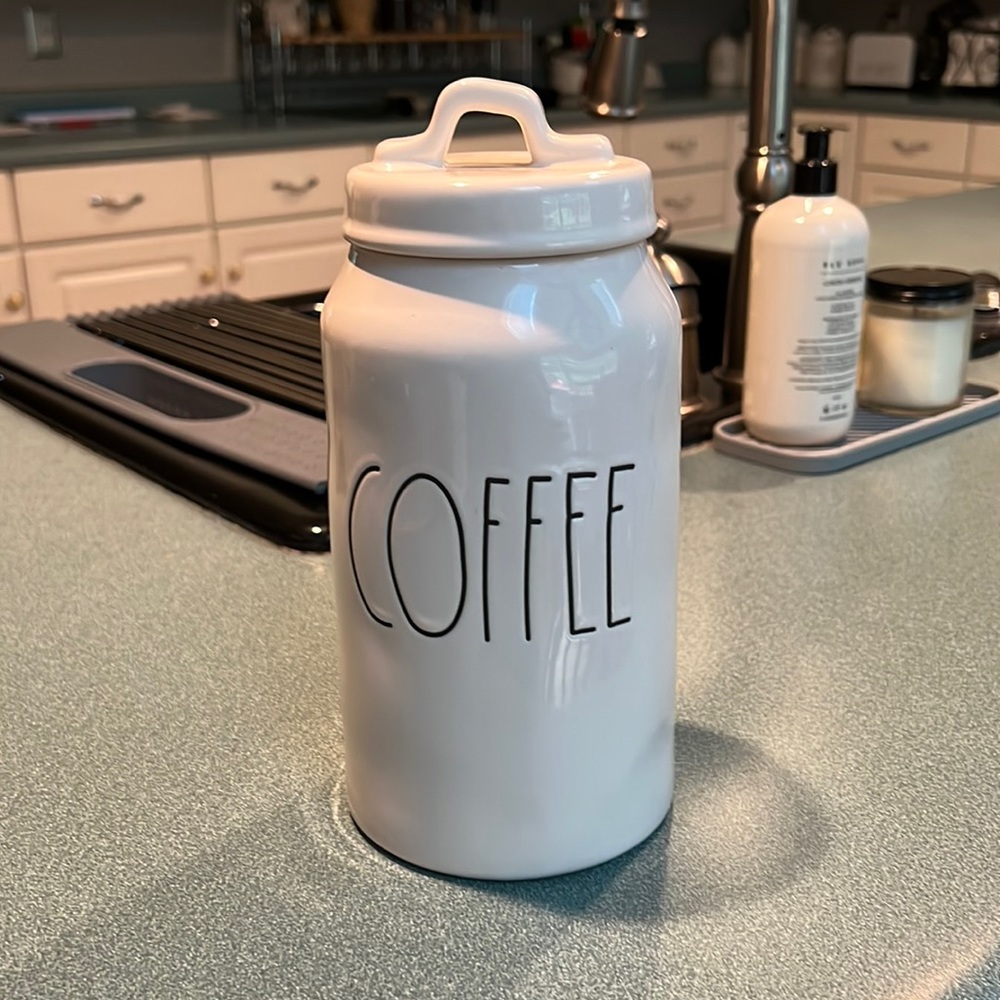 Rae Dunn, tall “Coffee” container.